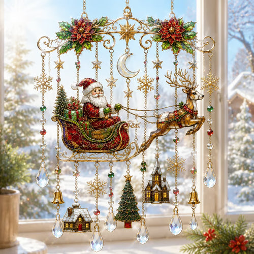 🔥Last Day 49% OFF - 🦌🎄Handmade Christmas Stained Glass Window Hanging | ✨Bring Christmas Magic Home