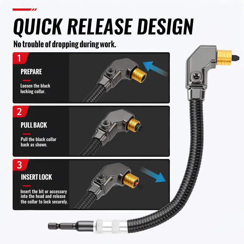 90° Right Angle Drill Attachment — Reach Tight Corners Without Removing Everything Apart