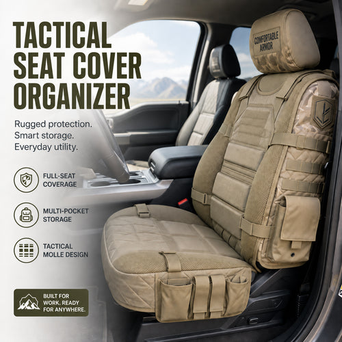 Tactical MOLLE Car Seat Cover Organizer – Rugged Protection & Smart Storage