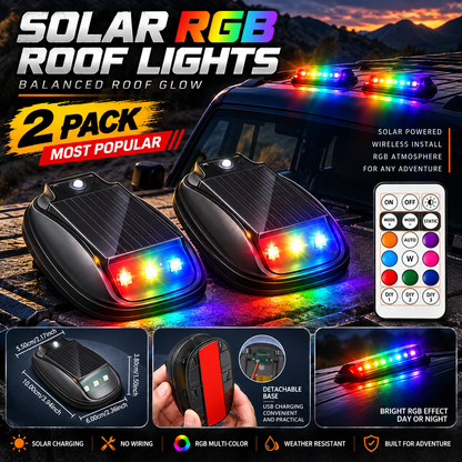 🔥Solar RGB Car Roof Lights – No Drilling, Wireless Control
