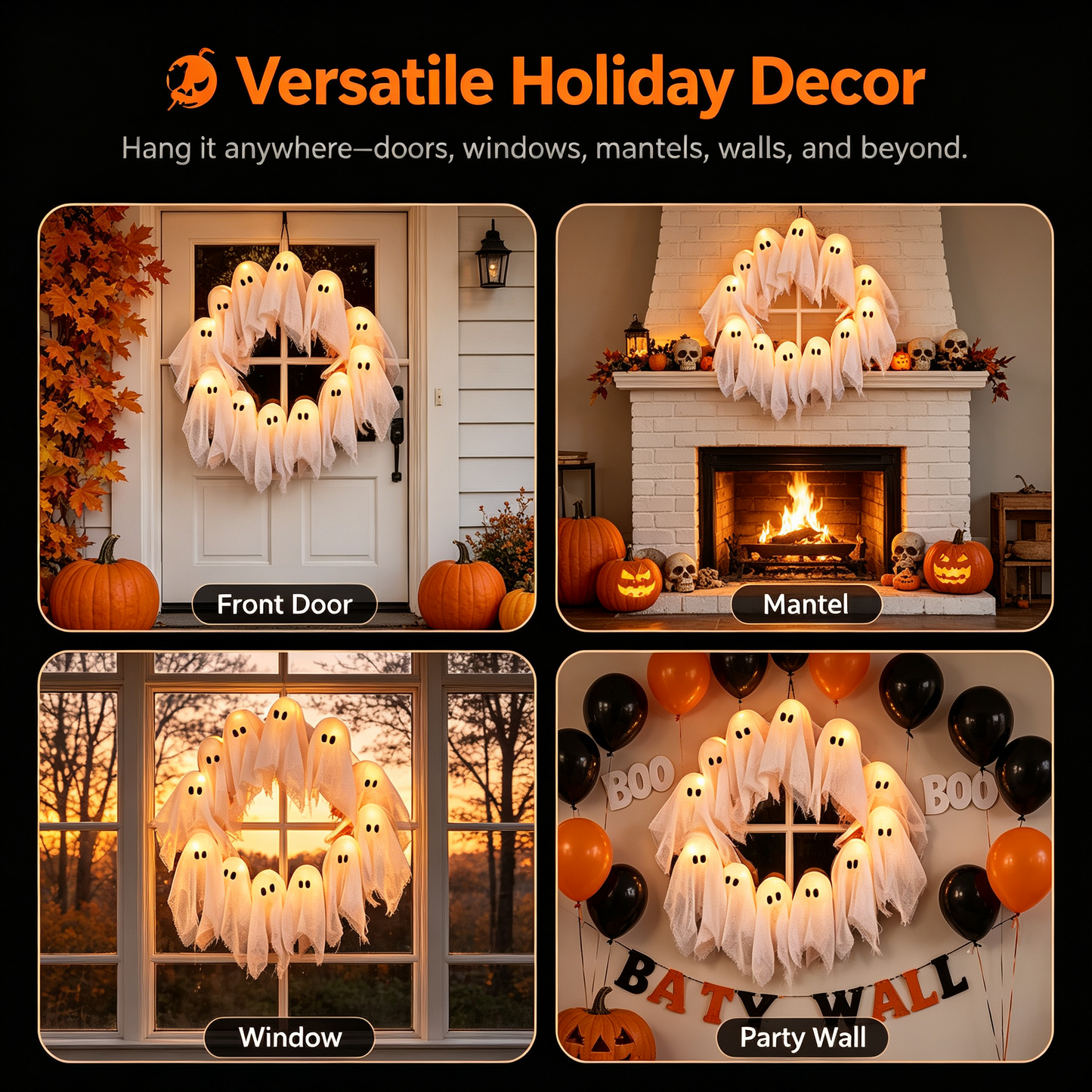 👻✨ Spooky Halloween Glow Wreath — Light Up Your Haunted Night