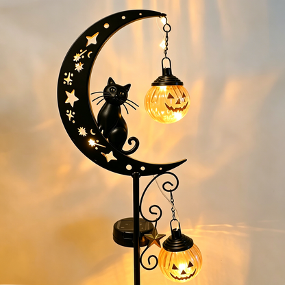 🔥Last Day 70% OFF - Halloween Garden Stake Light with Black Cat & Pumpkin