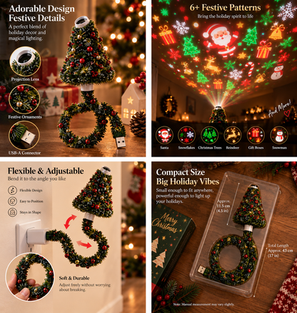 🎄 Plug In the Christmas Magic ✨ Mini Tree Projector Light with 6+ Festive Patterns