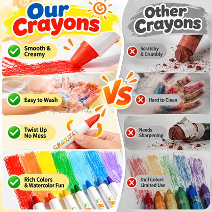 🎨 Washable Silky Twist-Up Crayons for Kids