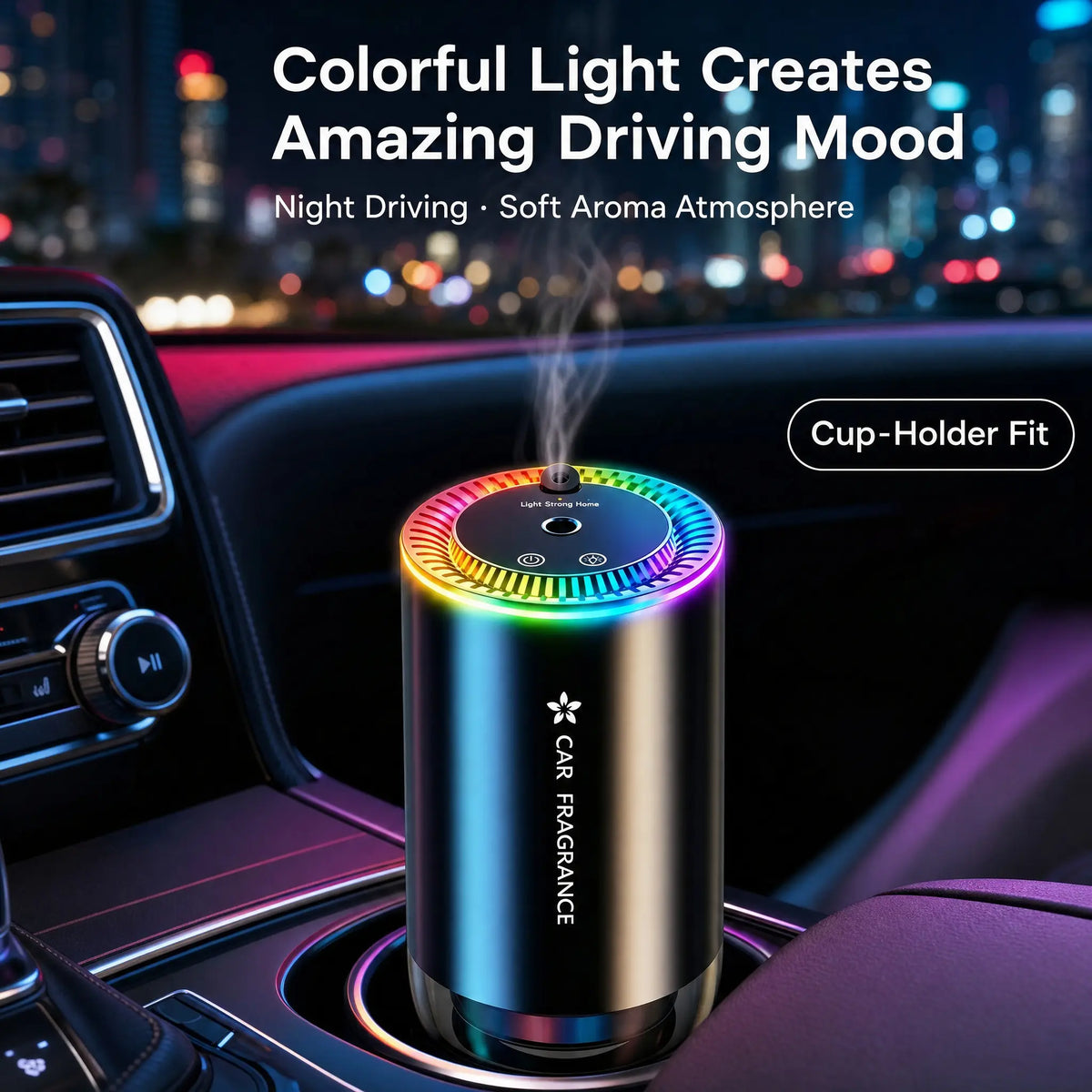 ✨ Smart Car Diffuser with RGB Ambient Light & Star Projector