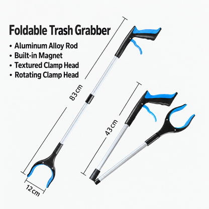 🔥 Foldable Grabber Reacher Tool – 83cm/109cm Long Reach Pickup Claw with Magnetic Tip