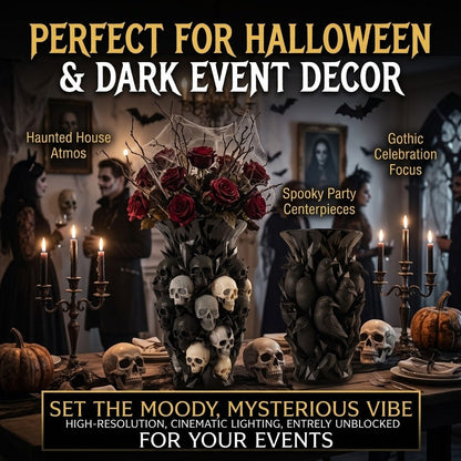 💎💀Gothic Skull & Crow Resin Vase- Dark Decor Vase