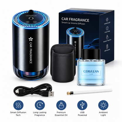 ✨ Smart Car Diffuser with RGB Ambient Light & Star Projector