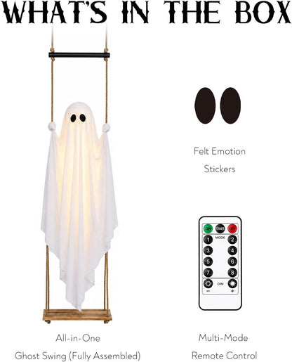 Halloween Decorations Outdoor 5FT Pre-Assembled Hanging Swing Ghost