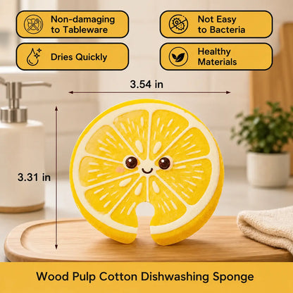 [ Non-Scratch Compressed Cellulose Sponges, Cute Fruit-Shaped Pop-Up Kitchen Sponges
