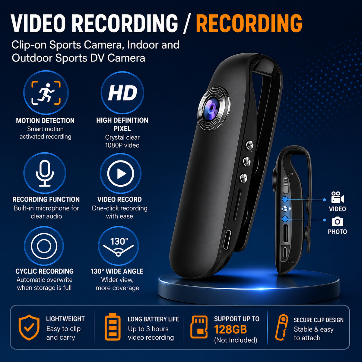 📹 Mini 1080P Body Camera – Hands-Free Recording, Motion Detection & Magnetic Clip
