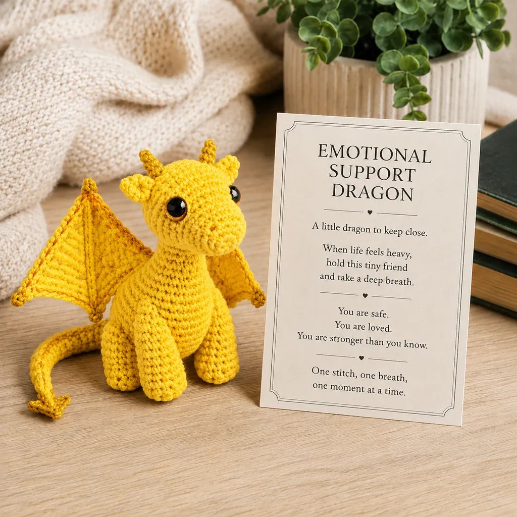 🐉 A Tiny Guardian for Your Big Days — Handcrafted Dragon Pocket Buddy with Encouragement Card