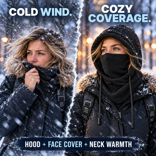 🧣 3-in-1 Fleece Winter Hood – Adjustable One-Size Face & Neck Warmer