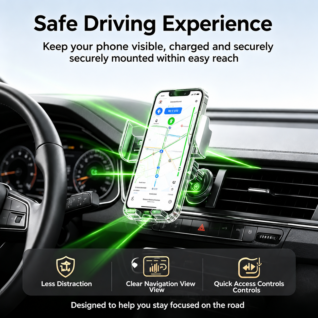 Auto-Clamping Car Wireless Charger, 15W Qi Fast Charging