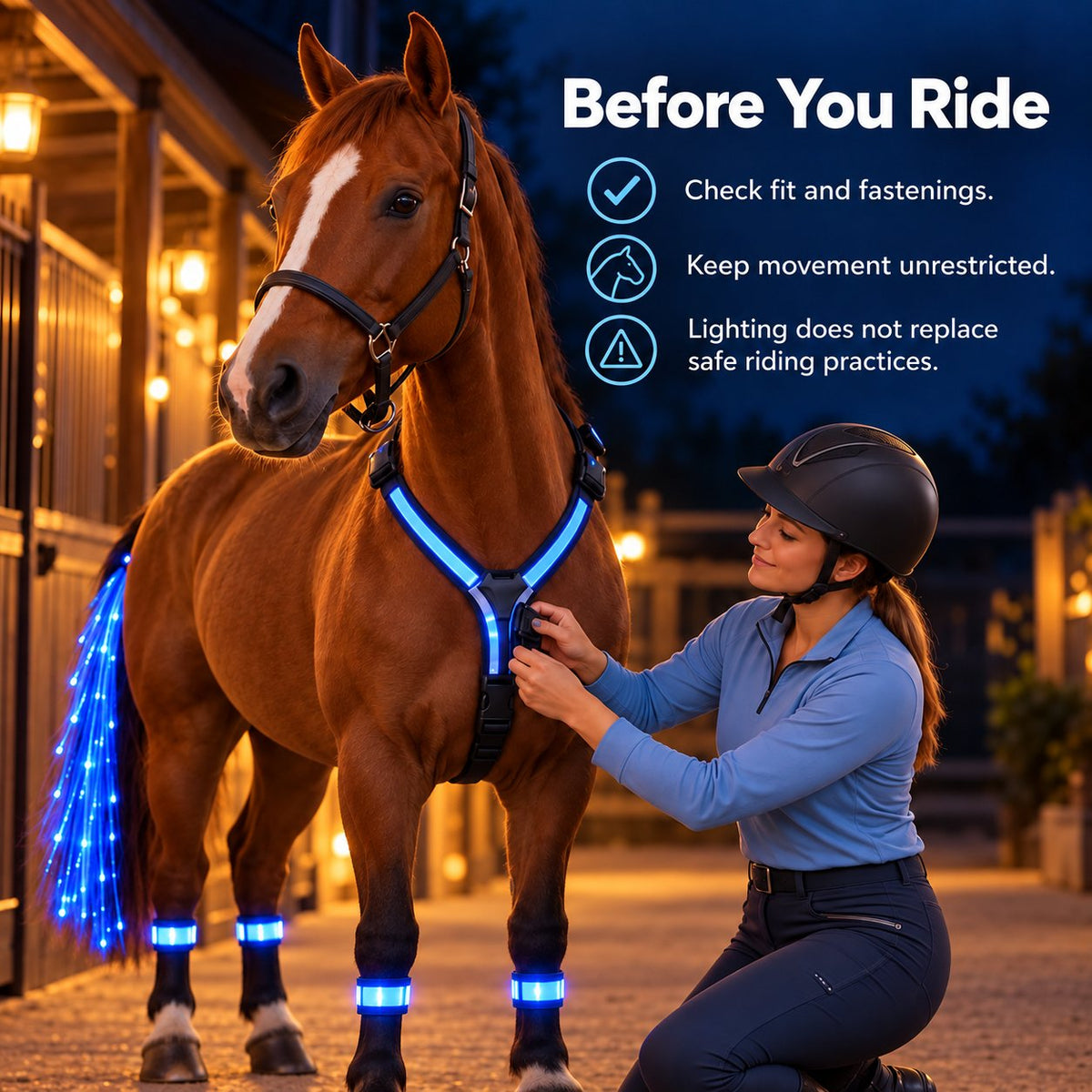 LED Horse Safety Light Set ✨ Stay Visible on Every Night Ride🐎