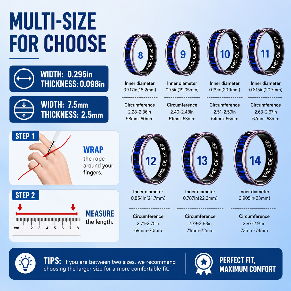 Smart Health Ring – 24/7 Heart Rate, Sleep & Activity Tracking | Sleek, Lightweight & IP68 Waterproof