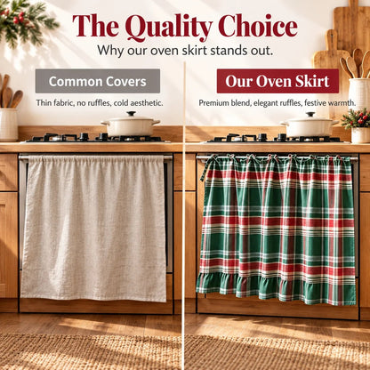 Festive Plaid Polyester-Cotton Oven Skirt Kitchen Decoration Short Curtain