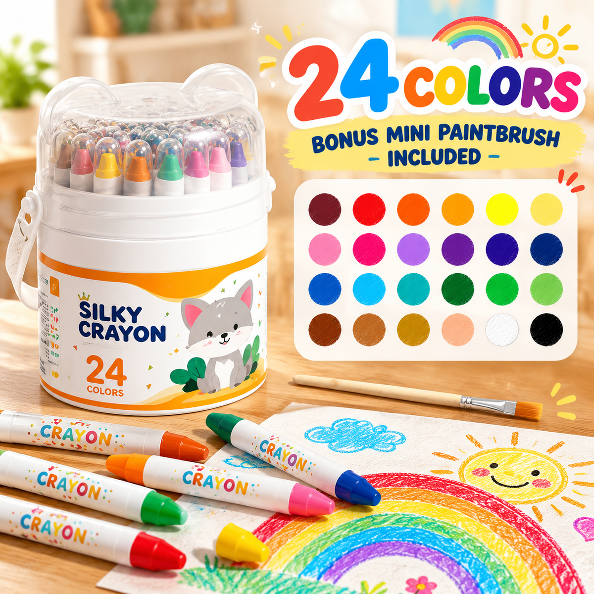 🎨 Washable Silky Twist-Up Crayons for Kids