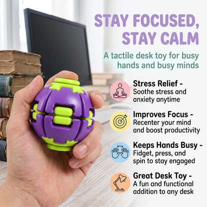 🌀 Press-to-Spin Sensory Fidget Ball for Stress Relief & Focus