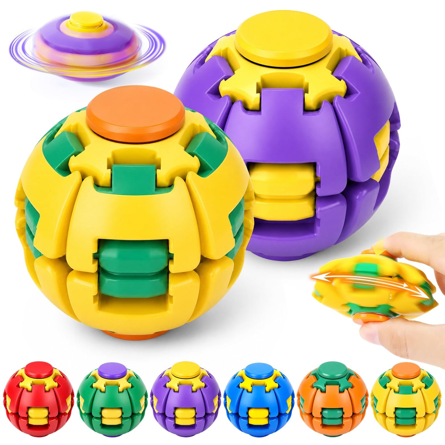 🌀 Press-to-Spin Sensory Fidget Ball for Stress Relief & Focus