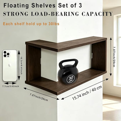 🏠 90° Corner Wall Shelf — Real Solid Wood, No Assembly Needed