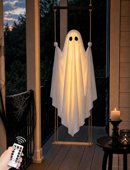 Halloween Decorations Outdoor 5FT Pre-Assembled Hanging Swing Ghost