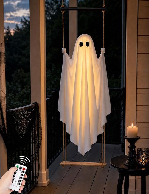 Halloween Decorations Outdoor 5FT Pre-Assembled Hanging Swing Ghost