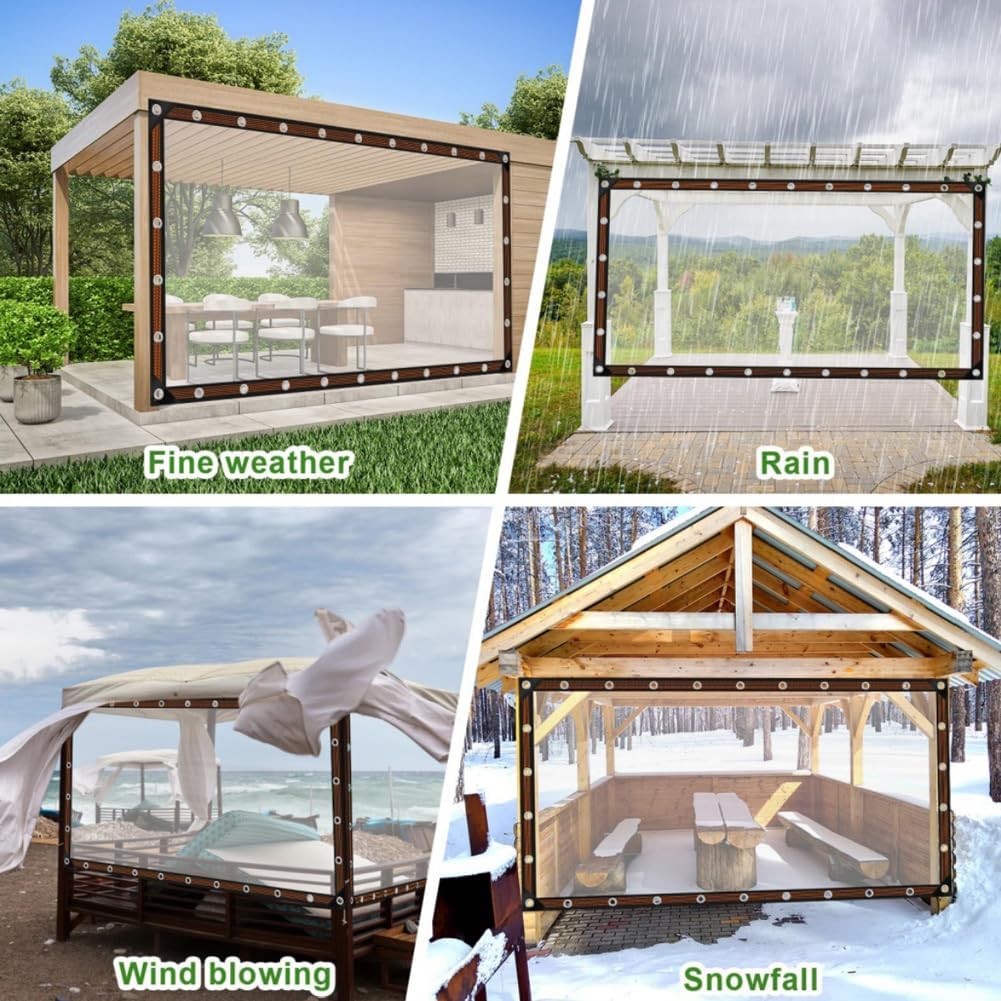 🌧️ Clear Waterproof Tarp – 🏡 Heavy Duty Outdoor Weather Protection Cover