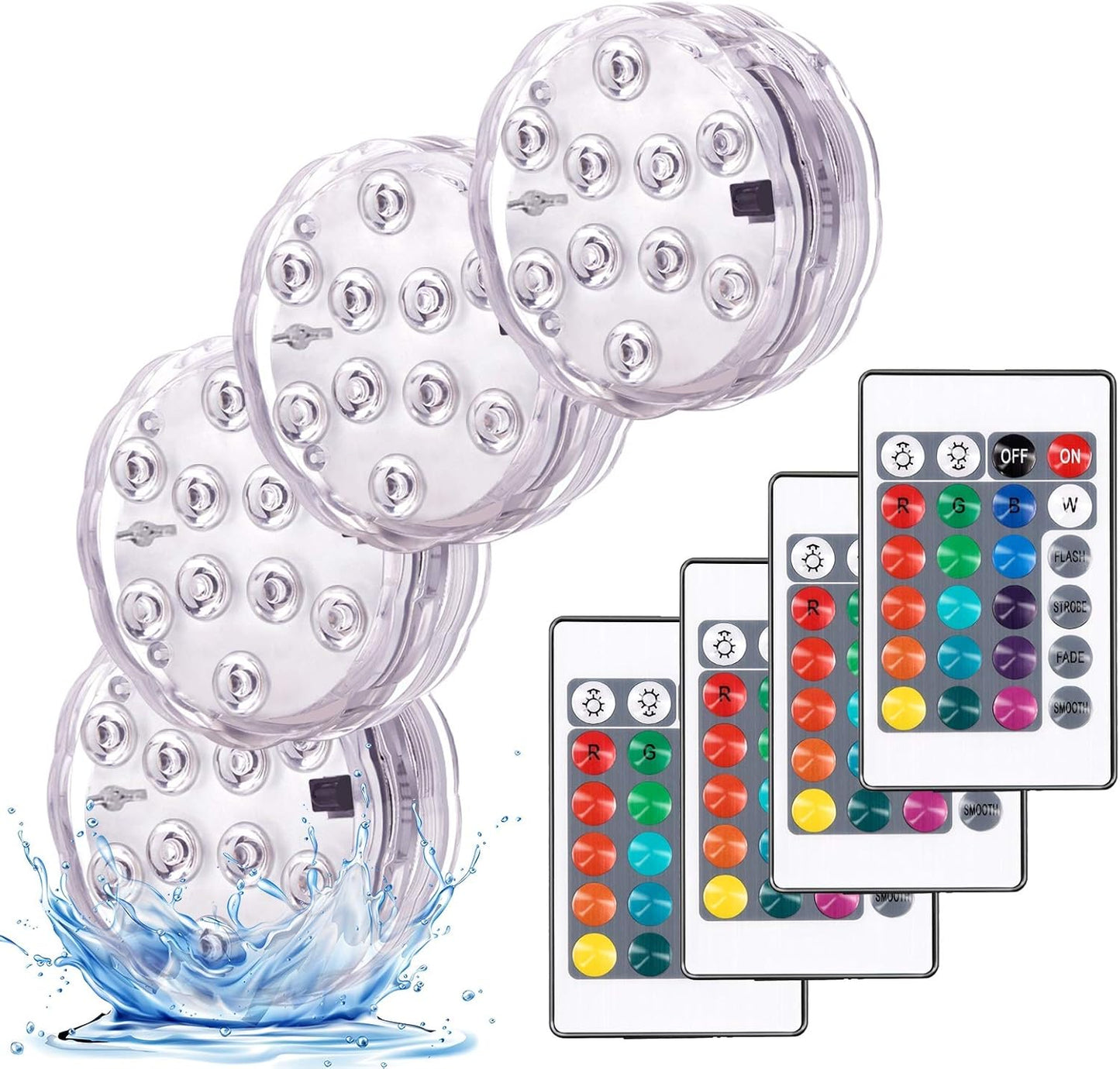 🔥Submersible LED Waterproof Lights – 16 Color Remote Control Aquarium & Party Atmosphere Light