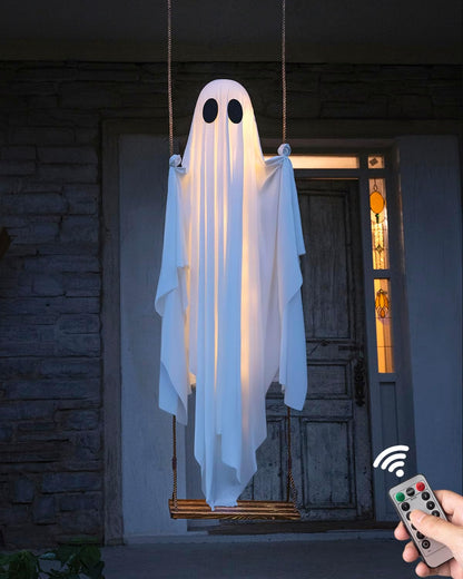🎃FLASH SALE 55% OFF👻 5FT Light-Up Swinging Ghost⚡Bring Your Porch to Life