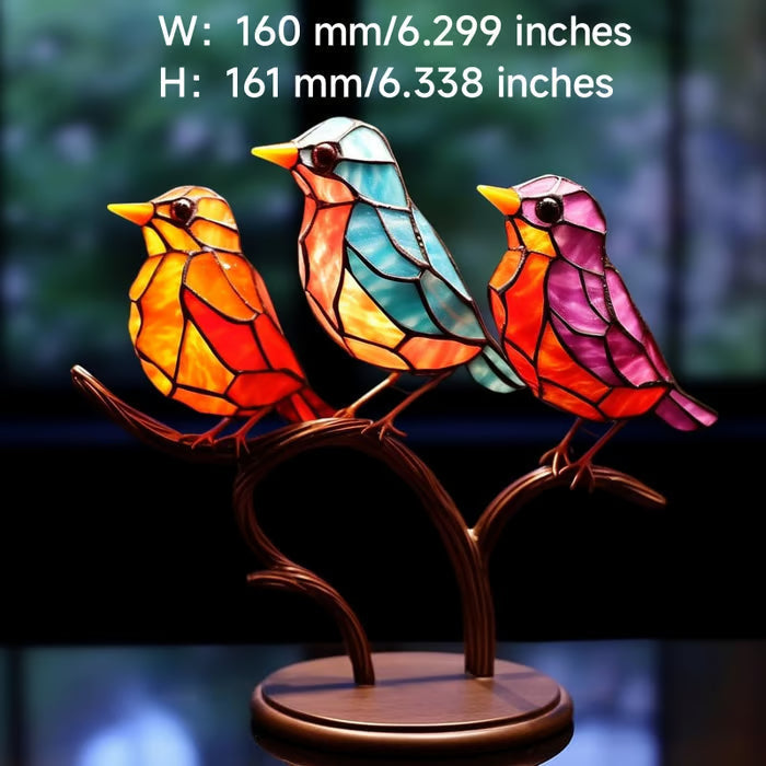 🎉Limited Time 49% OFF ! 🌈Stained Glass Birds on Branch Desktop Ornaments 🕊️✨