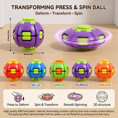 🌀 Press-to-Spin Sensory Fidget Ball for Stress Relief & Focus