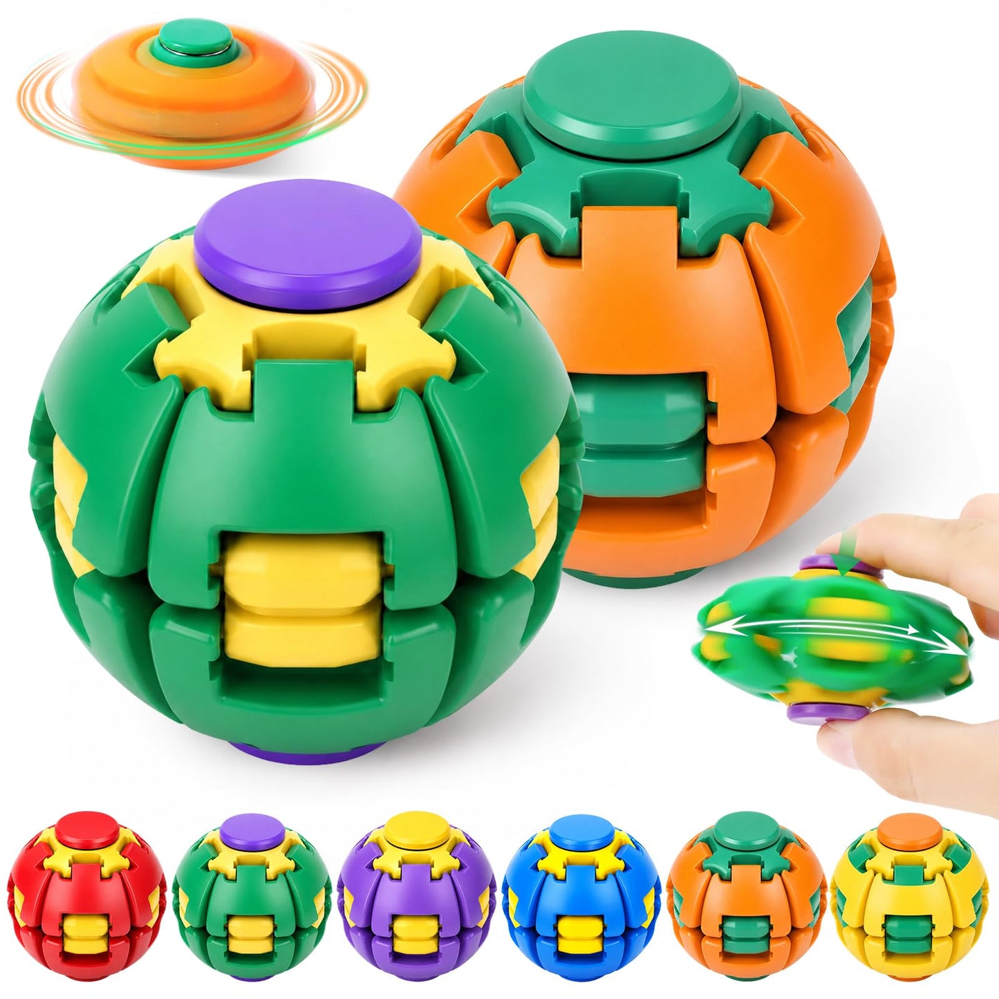 🌀 Press-to-Spin Sensory Fidget Ball for Stress Relief & Focus