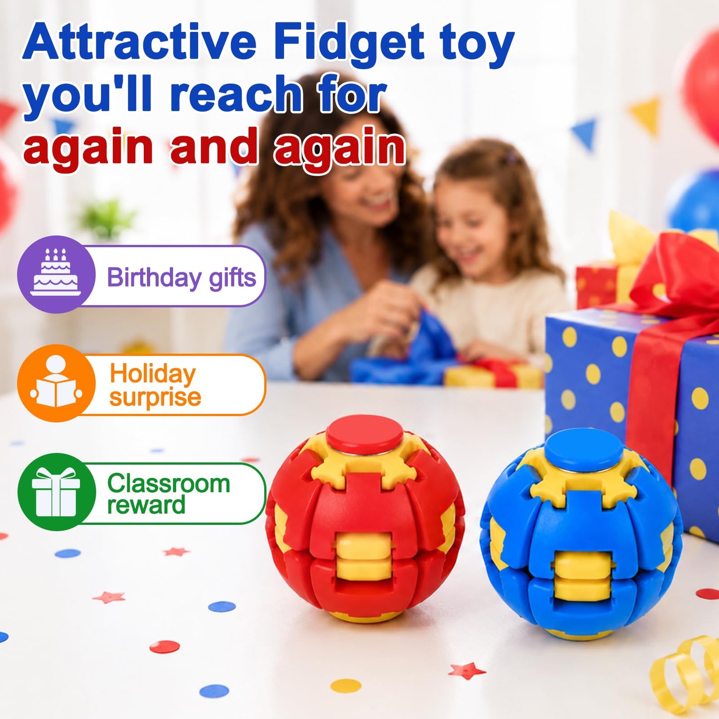🌀 Press-to-Spin Sensory Fidget Ball for Stress Relief & Focus