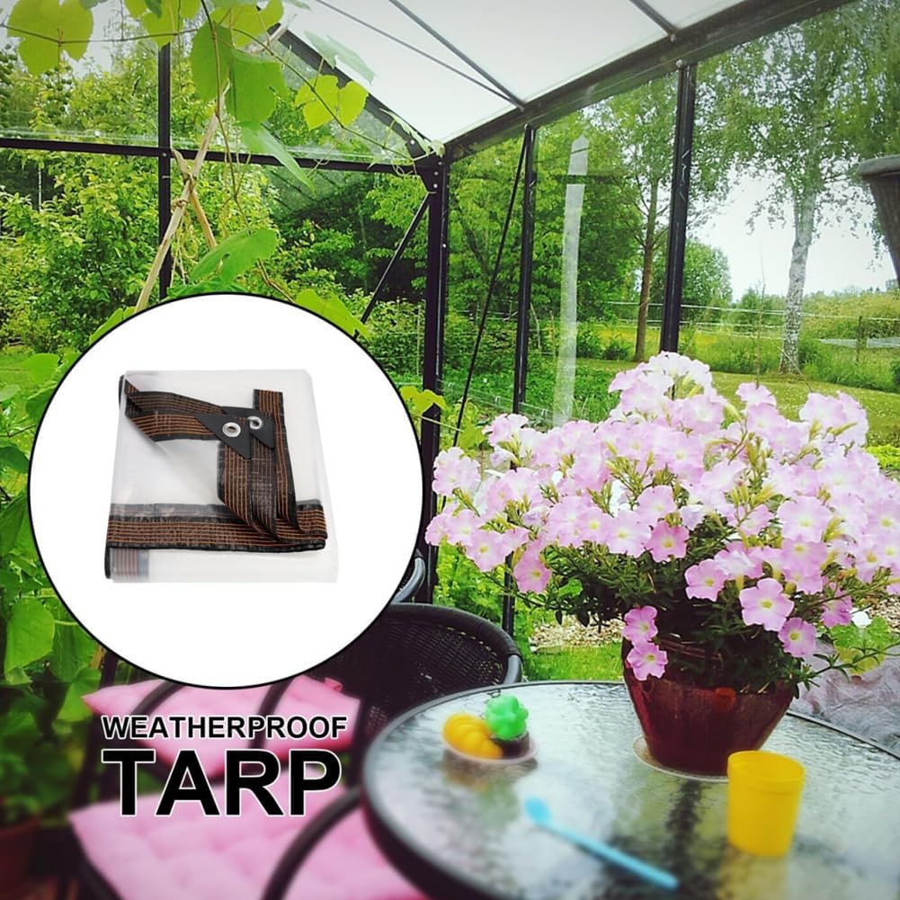 🌧️ Clear Waterproof Tarp – 🏡 Heavy Duty Outdoor Weather Protection Cover