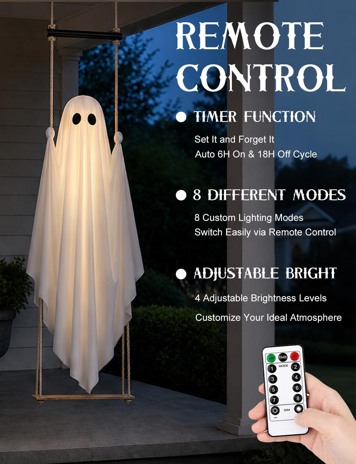 Halloween Decorations Outdoor 5FT Pre-Assembled Hanging Swing Ghost
