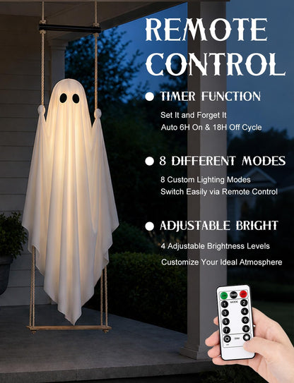 Halloween Decorations Outdoor 5FT Pre-Assembled Hanging Swing Ghost