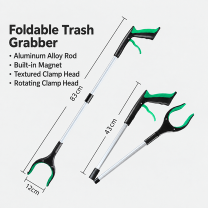 🔥 Foldable Grabber Reacher Tool – 83cm/109cm Long Reach Pickup Claw with Magnetic Tip
