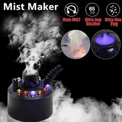 RGB Submersible Pond Mist Light, Stainless Steel Waterproof Fog Maker for Garden Yard Landscape Decor