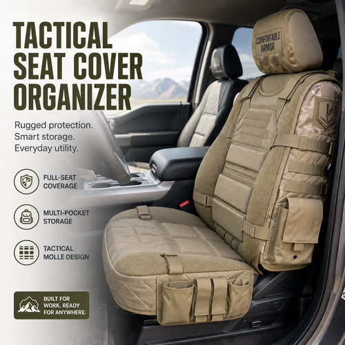 Tactical MOLLE Car Seat Cover Organizer – Rugged Protection & Smart Storage