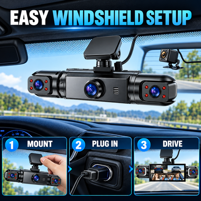🚗 4-Lens 1080P Dash Cam — See Front, Left, Right & Rear in One Drive