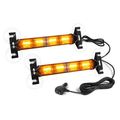 🚨 48-LED Amber & White Windshield Warning Light Bar – 26 Flash Modes