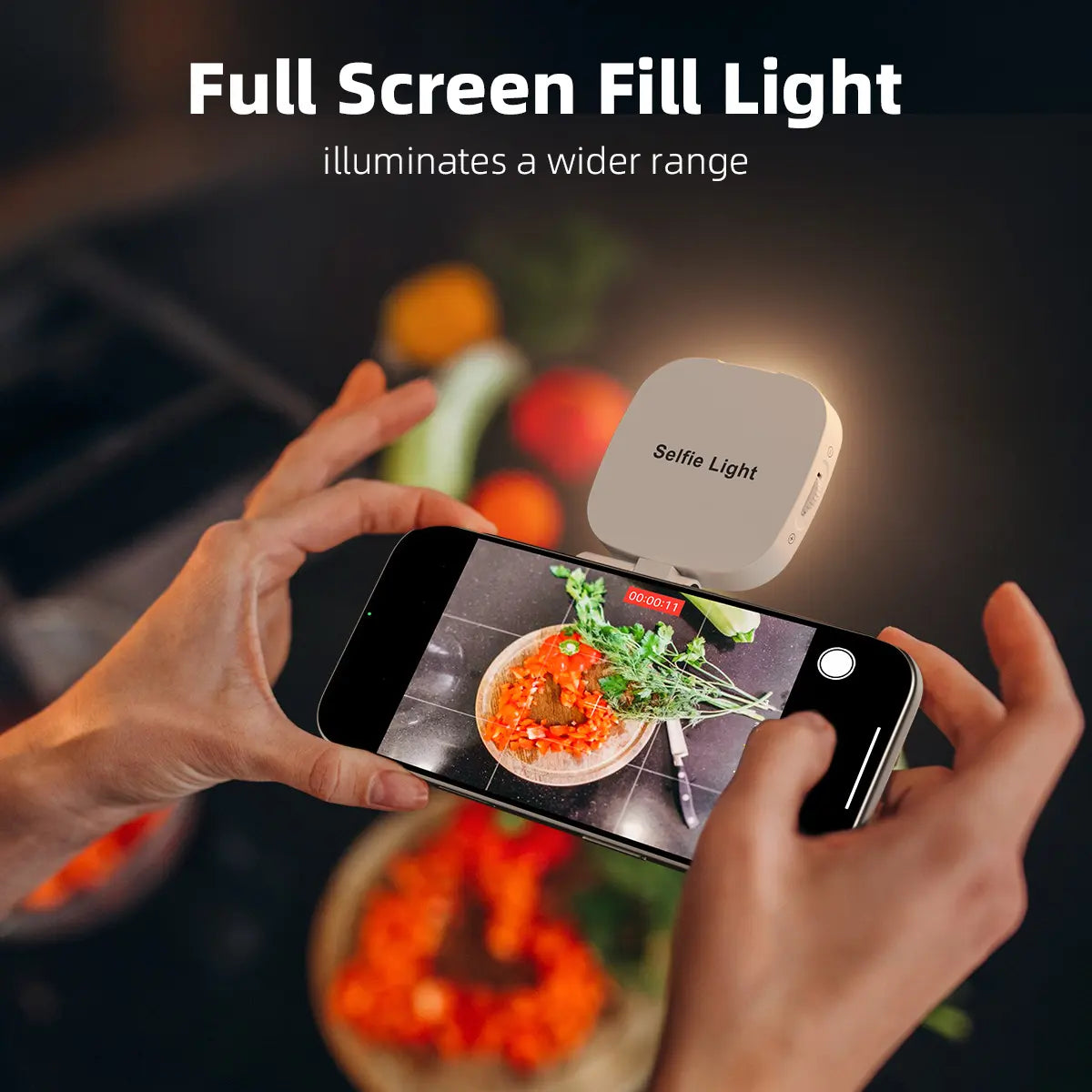 Magnetic Light, MagSafe Selfie Light with Mirror, CRI97+ Rechargeable LED, 3 Color Temperatures, Metal Ring