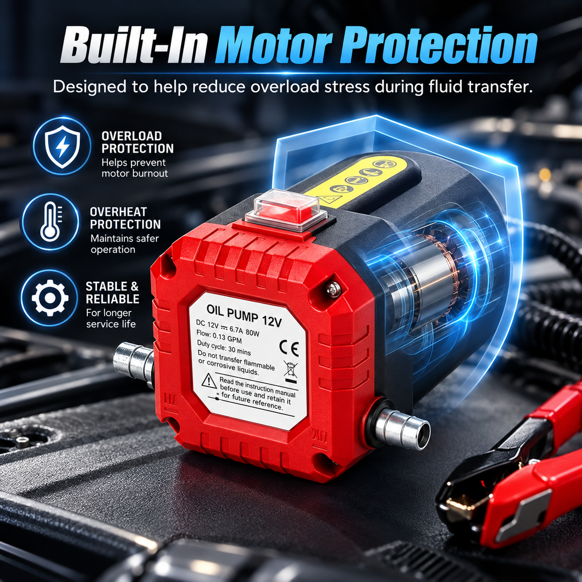 12V 80W Electric Oil Extractor Pump – Engine Oil & Gear Oil Transfer Kit with Hoses🔥