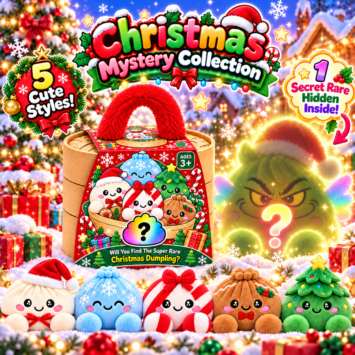 🏆Limited Time Sale 49% OFF🎄🌈Christmas Dumpling Plush Blind Box Collection🥟