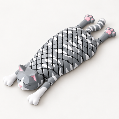 3D Printed Flexi Cat Fidget Toy – Articulated Desk Pet