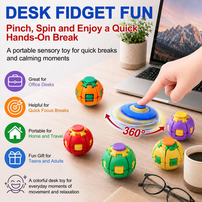 🌀 Press-to-Spin Sensory Fidget Ball for Stress Relief & Focus