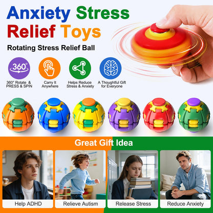 🌀 Press-to-Spin Sensory Fidget Ball for Stress Relief & Focus
