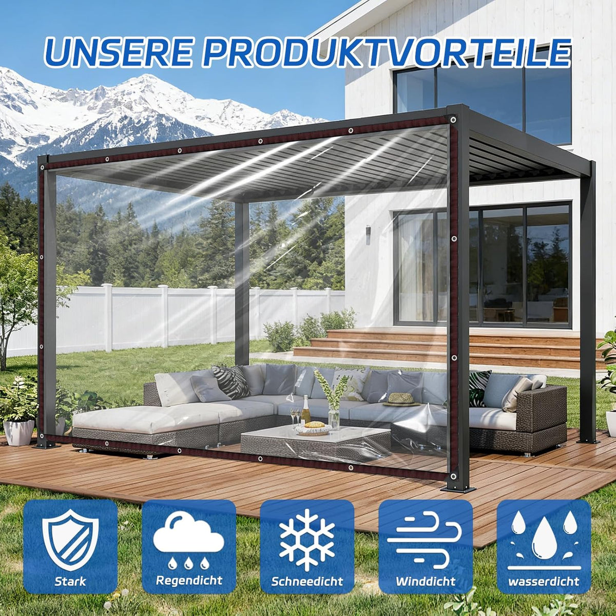 🌧️ Clear Waterproof Tarp – 🏡 Heavy Duty Outdoor Weather Protection Cover