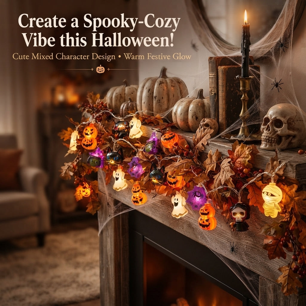 🔥49% OFF🎃Halloween USB LED String Lights👻 Pumpkin Witch Ghost Home Decor✨
